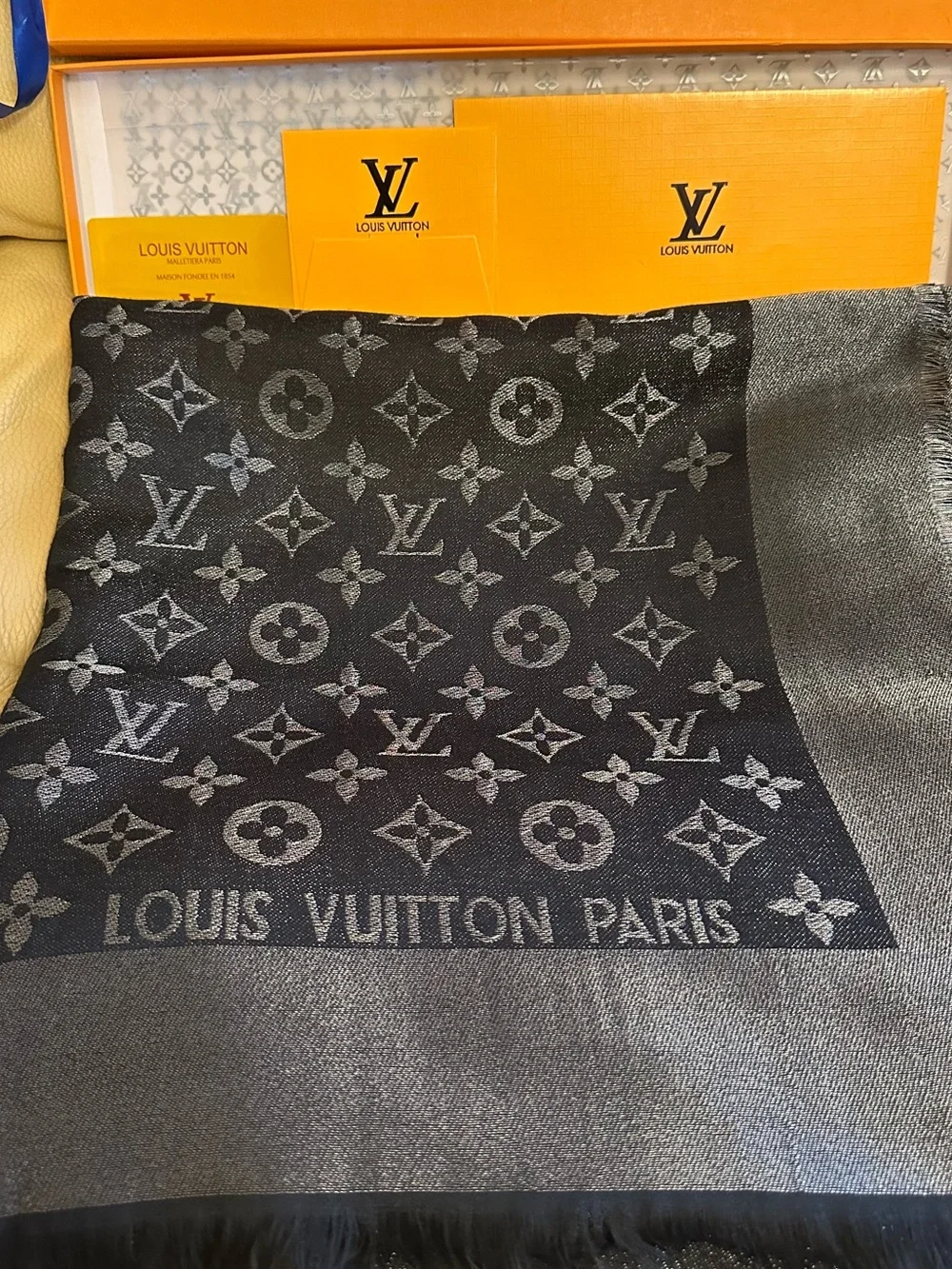 Louis Vuitton Black Metallic Monogram Shawl